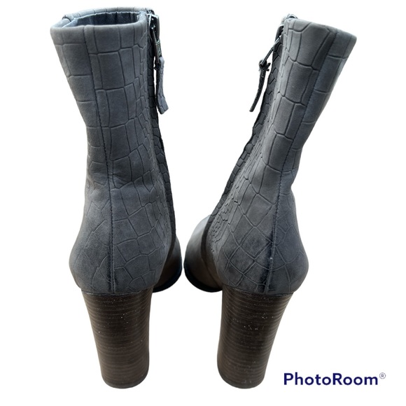Sam Edelman Reyes Crocodile Heeled Short Boots Gray Women's Size 7 - Picture 3 of 6